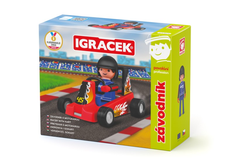 Igráček Závodník - figurka s červenou motokárou