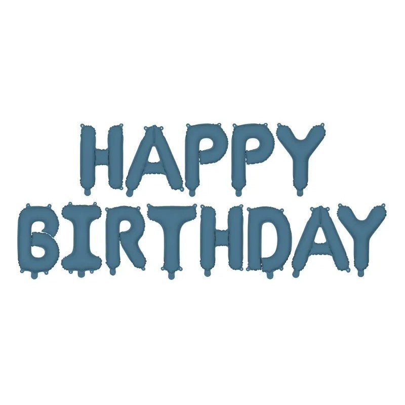 Balónek fóliový Nápis Happy Birthday námořnicky modrý
