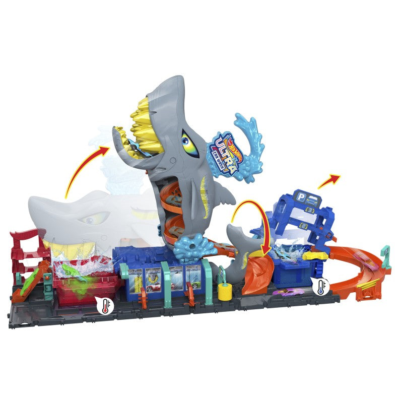 Hot Wheels city color reveal automyčka se žralokem