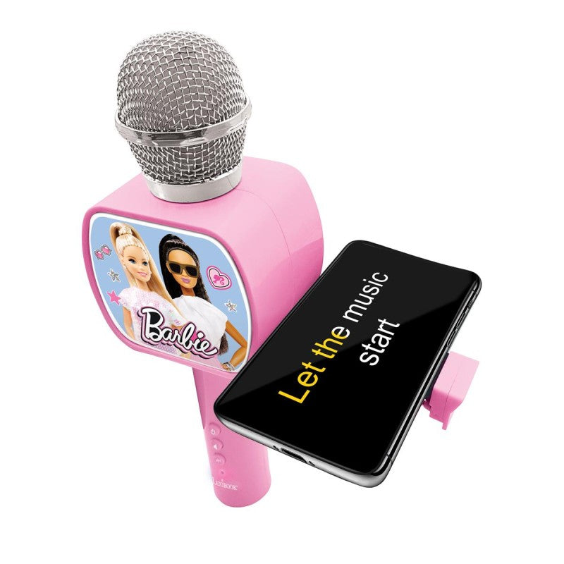 Lexibook bezdrátový karaoke mikrofon Barbie s držákem na telefon