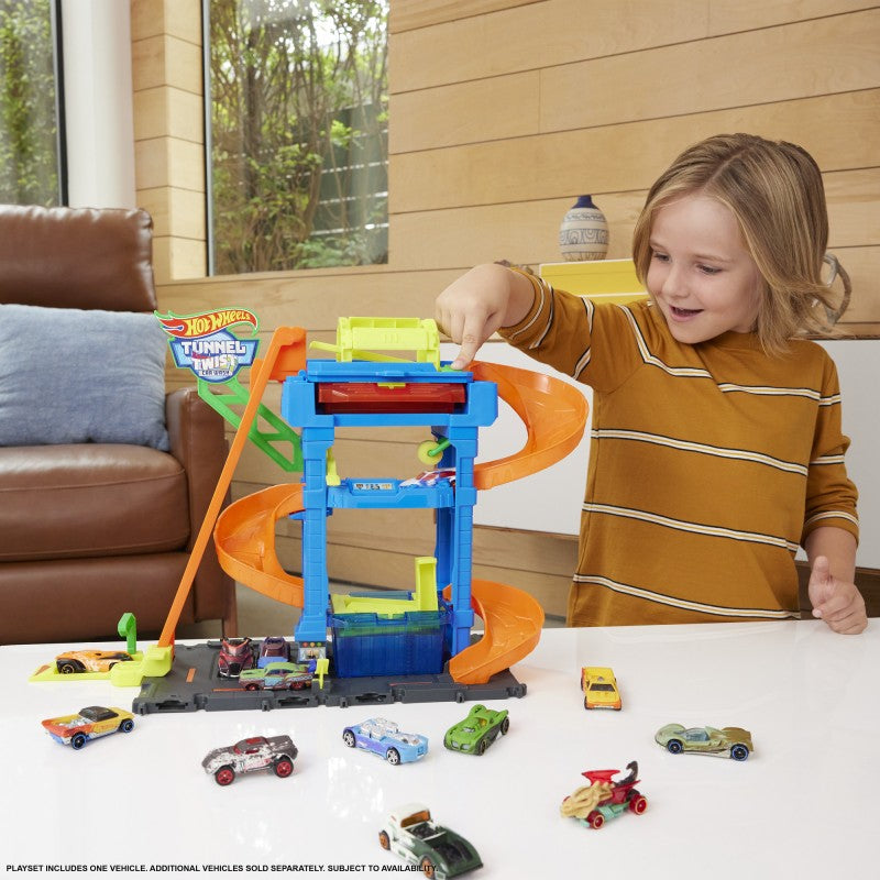 Hot Wheels city color shifters automyčka s otočným tunelem