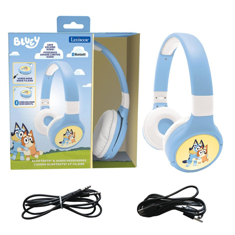 Lexibook 2v1 bluetooth skládací sluchátka Bluey s limitem hlasitosti