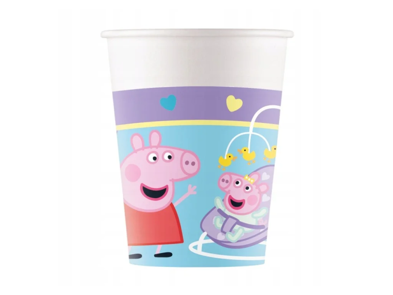Kelímky papírové Prasátko Peppa 200 ml, 8 ks
