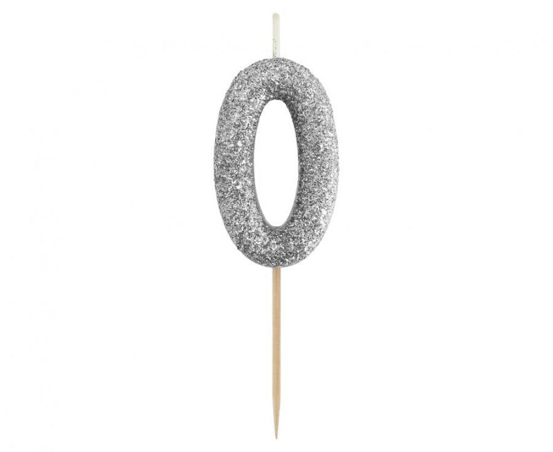 Svíčka číslo 0 stříbrná 11,5 cm