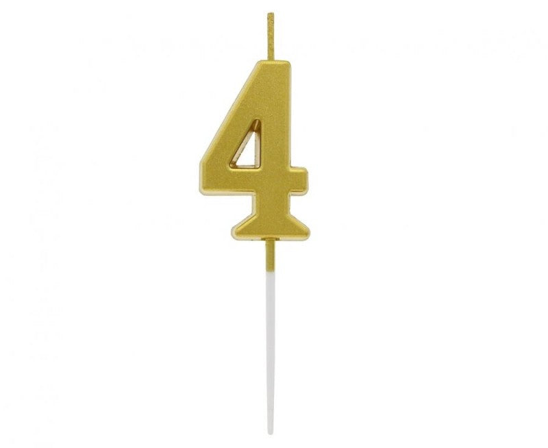 Svíčka číslo 4 zlatá 9,5 cm