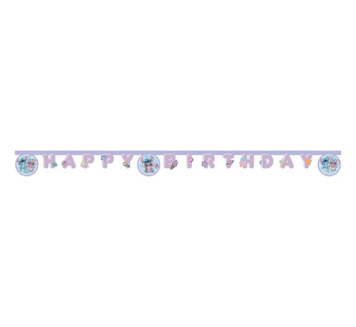 Banner papírový Happy Birthday Stitch a Angel Cute