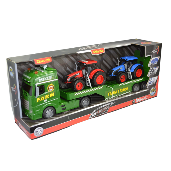 City Service Car - 1:12 Farmářský tahač s vlekem a 2 traktory