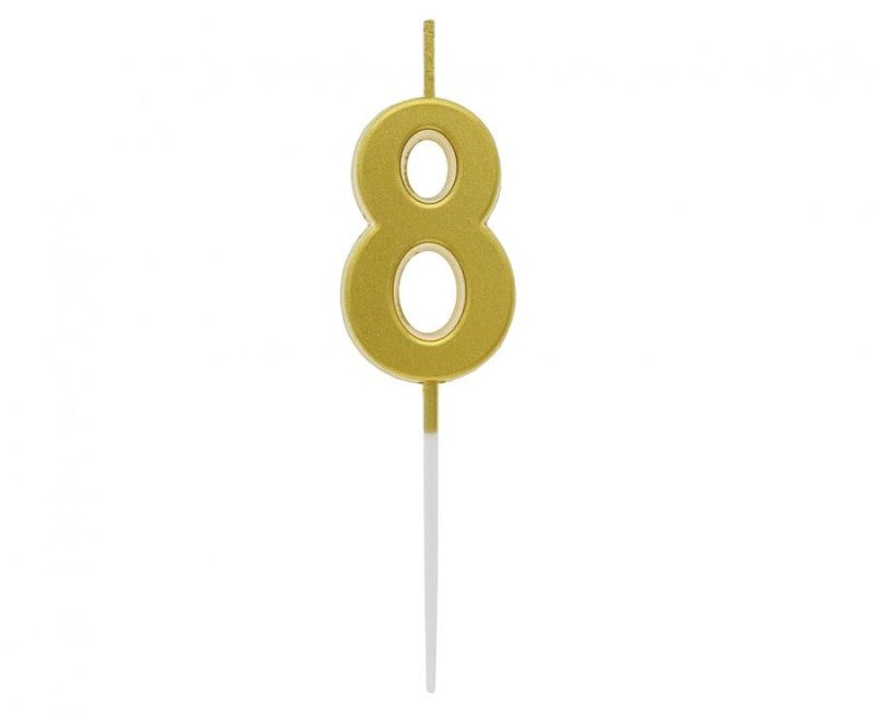 Svíčka číslo 8 zlatá 9,5 cm