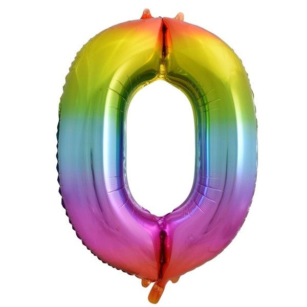 Balónek foliový číslo 0 duhové 85cm