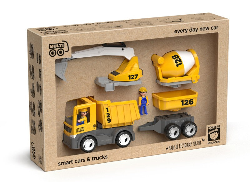 MultiGO ECO Build set - figurky Igráčků stavbařů s auty