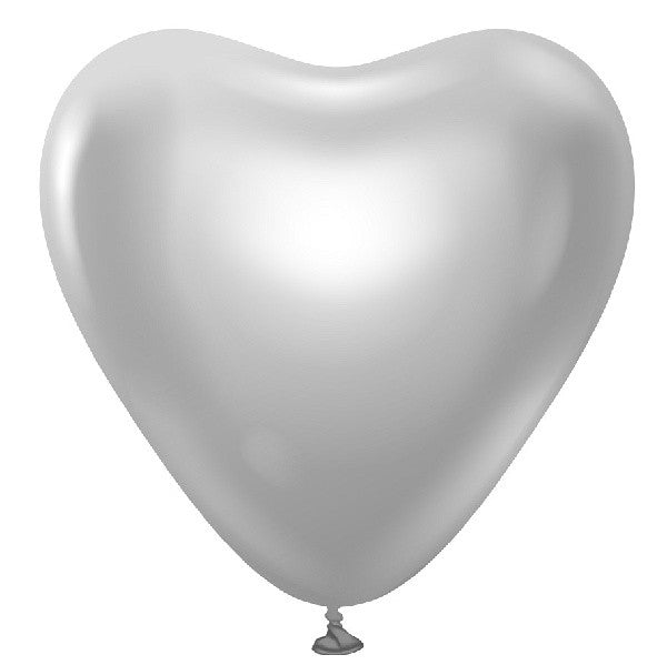 Balónky latexové, platinové stříbrné srdce 30 cm 6 ks