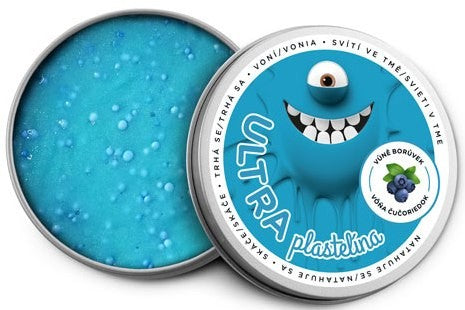 Ultra Plastelína s vůní a glitry - Svítící ve tmě 50g vanilka