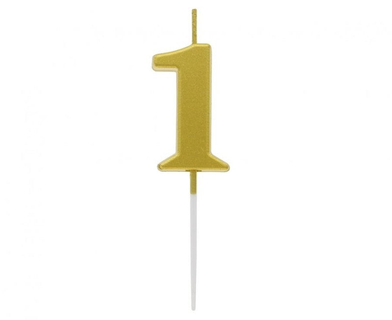 Svíčka číslo 1 zlatá 9,5 cm