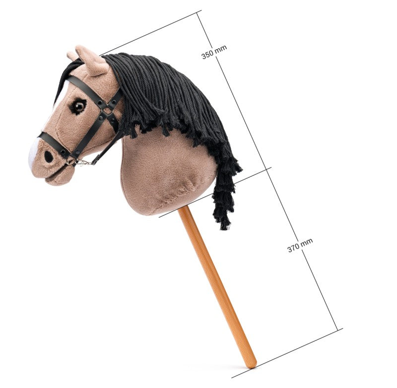 Hobby horse Lady Anne, hnědo-béžová klisna s řasami na tyči