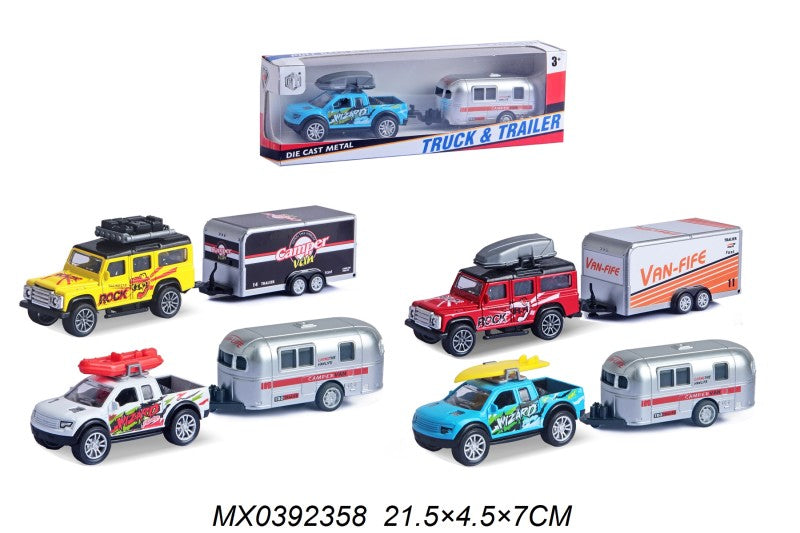 Auto s přívěsem žluté