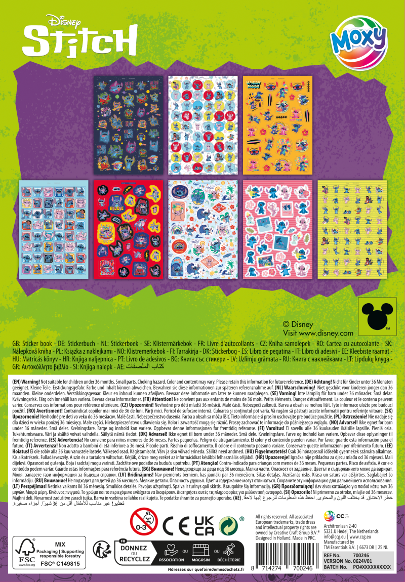 Třpytivé samolepky Stitch A5 8 archů