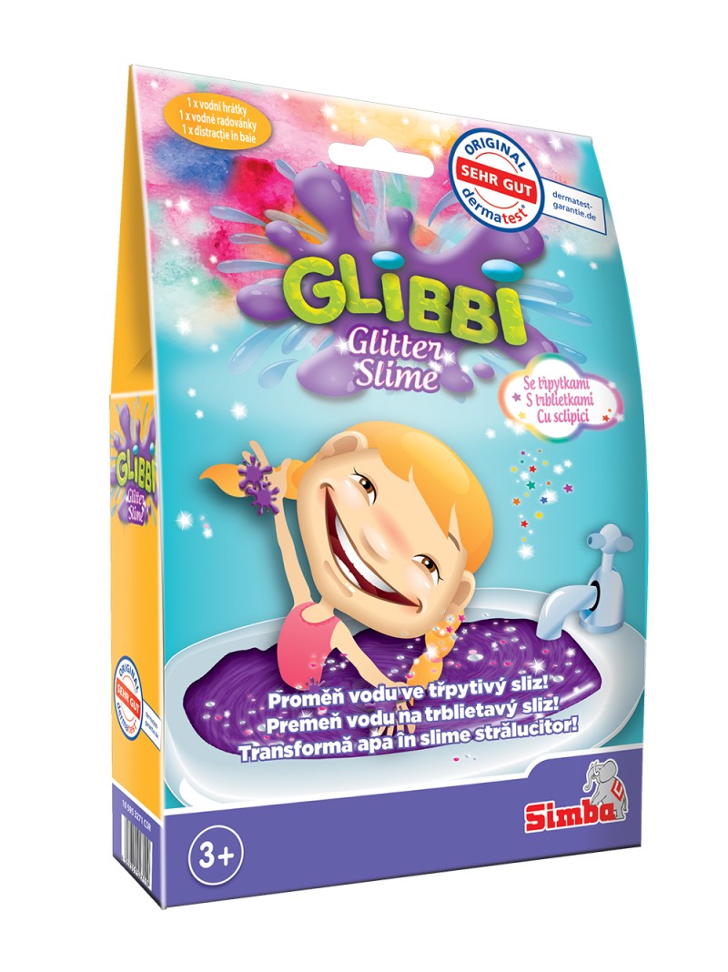 Prášek Glibbi Glitter Slime sliz fialový třpytivý, DP10