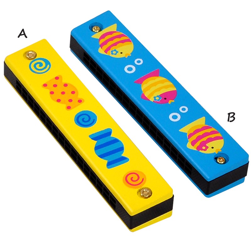 Dřevěné hudební nástroje - Harmonika Žlutá