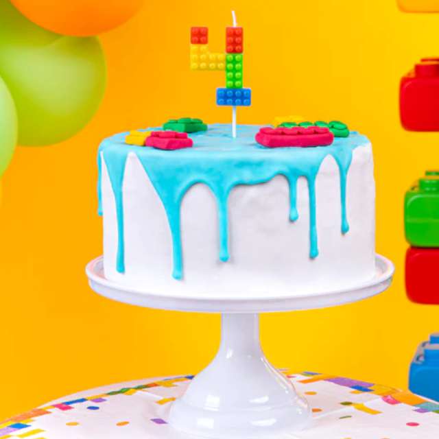 Svička dortová číslo 4 Lego kostičky 11 cm