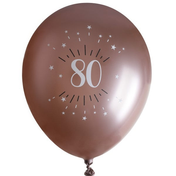 Balónky latexové chromové "80" Rose Gold 30cm 6ks