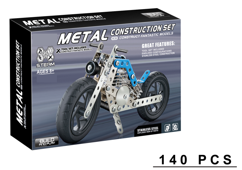 Kovová stavebnice 140 ks - Motorka