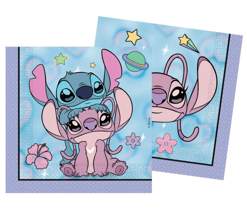 Ubrousky papírové 2vrstvé Stitch a Angel Cute 33 × 33 cm 20 ks