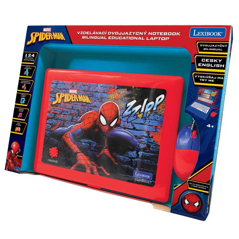 Lexibook česko-anglický vzdělávací notebook Spiderman 124 aktivit