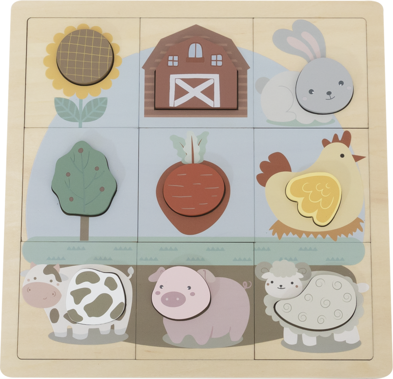 BABU - Edukativní puzzle Farma - 12 dílků