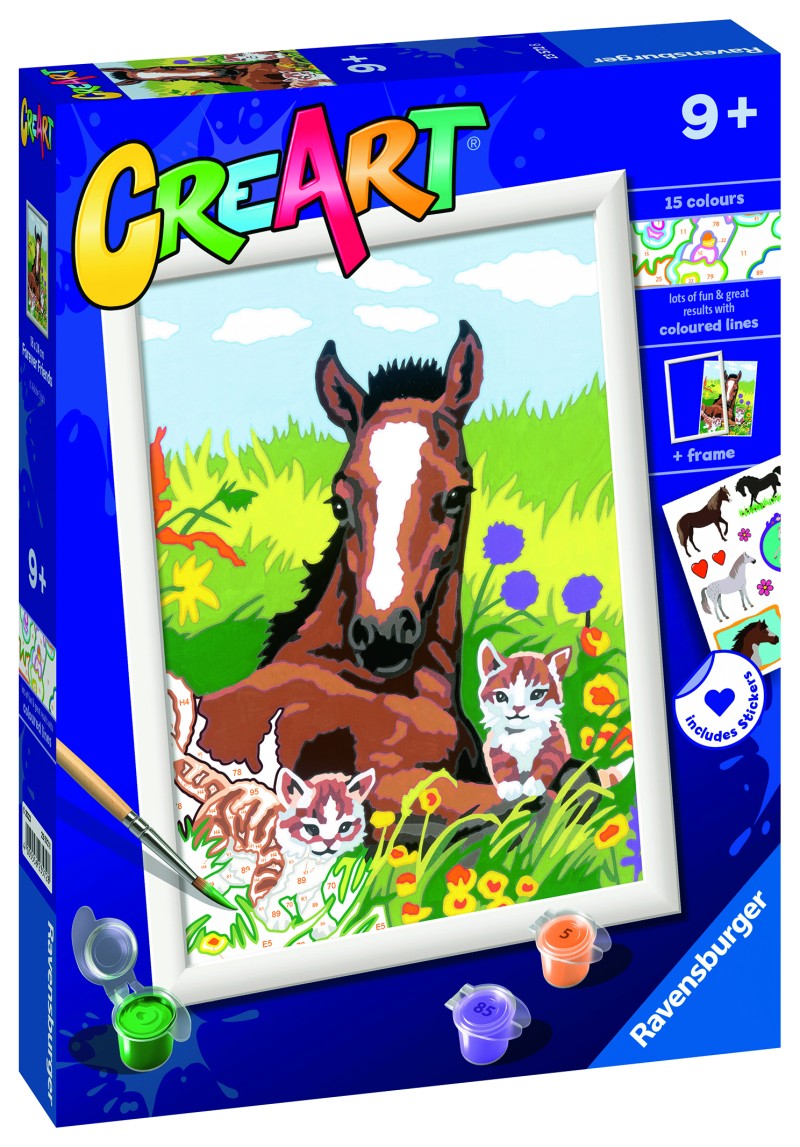 Malování podle čísel CreArt Kůň a koťata