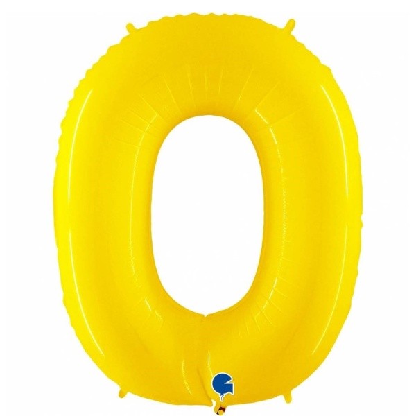 Balónek fóliový číslice žlutá 0 - 102 cm
