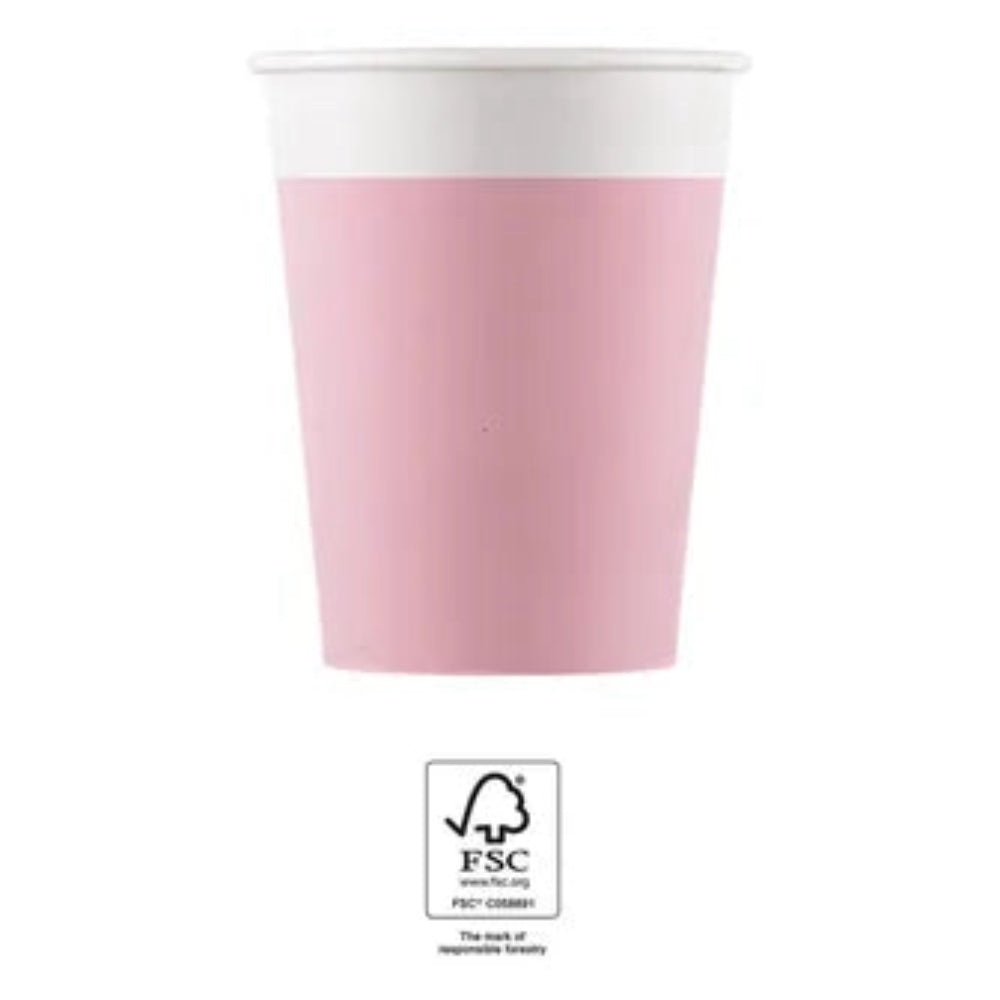 Kelímky papírové jednobarevné růžové 200 ml 8 ks
