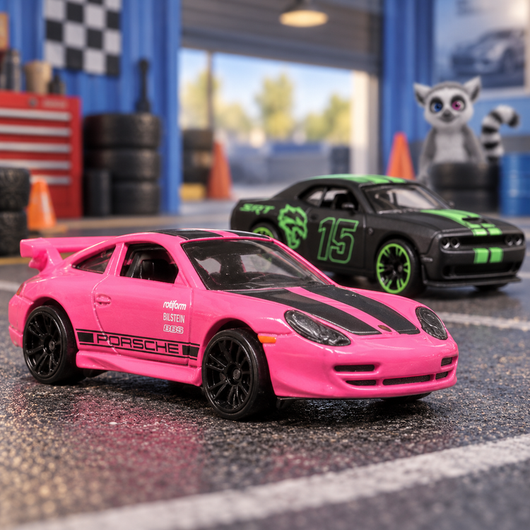 Hot Wheels autíčka s Funkim v pozadí