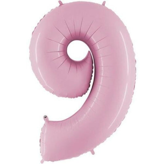 Balónek foliový číslo 9 pastelově růžové 102cm