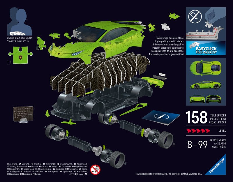Puzzle 3D Iconics: Lamborghini Huracán Evo zelené