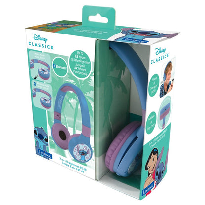 Lexibook 2v1 bluetooth skládací sluchátka Stitch s limitem hlasitosti