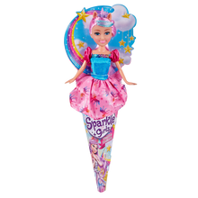 Víla jednorožec Sparkle Girlz v kornoutku růžové vlasy