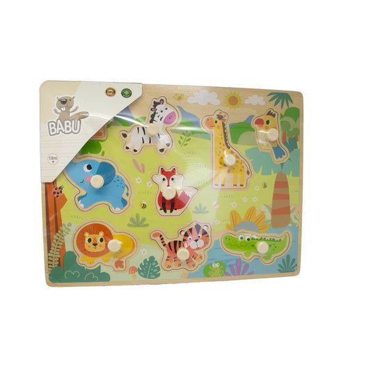 BABU - Dřevěné vkládací puzzle Safari