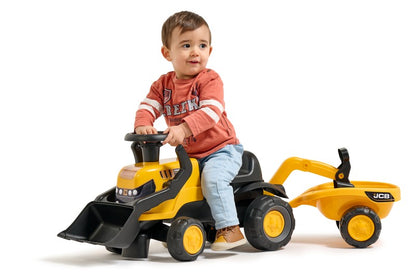 Odstrkovadlo - traktor JCB s přívěsem a přední/zadní lžící