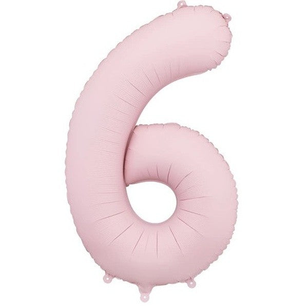 Balónek fóliový číslo 6 světle růžová 86 cm