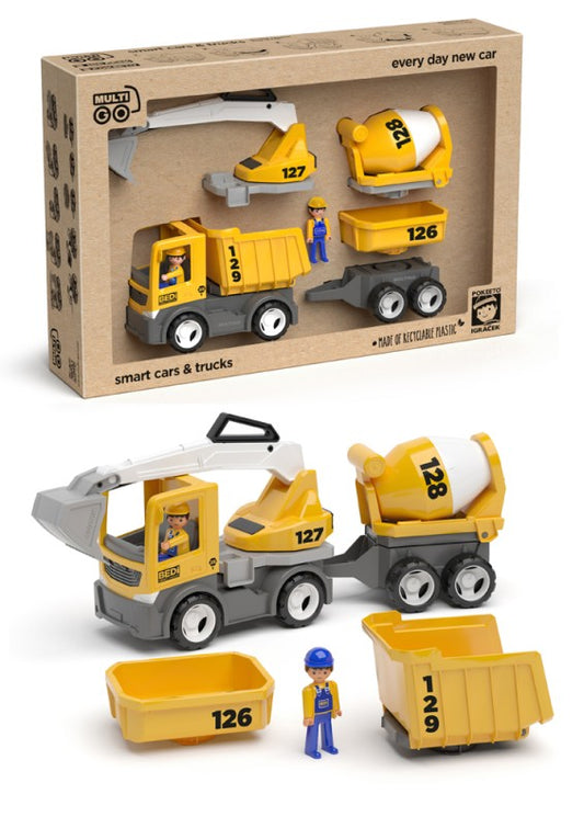 MultiGO ECO Build set - figurky Igráčků stavbařů s auty