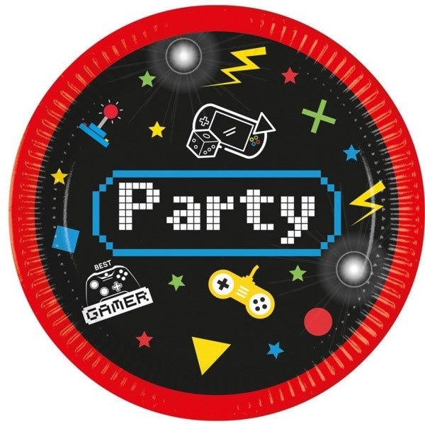Talířky papírové Gaming Party 23cm 8ks