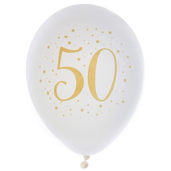 Balónky latexové "50" bílé 8ks