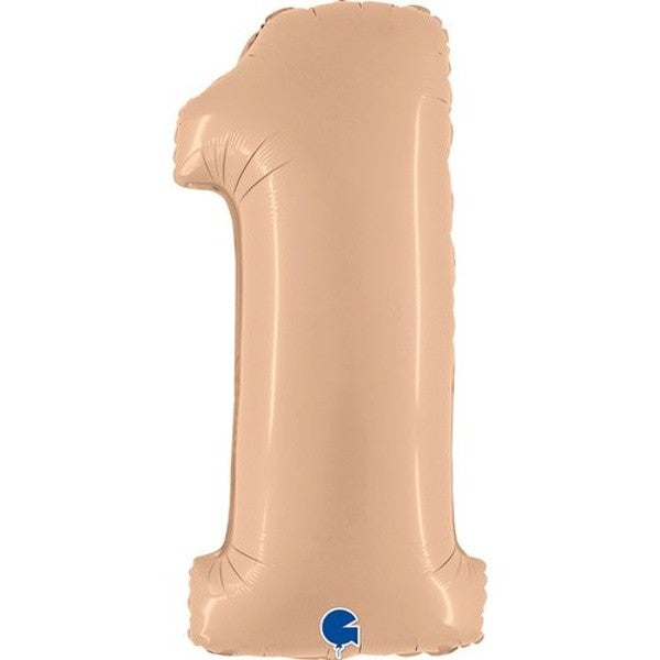 Balónek foliový číslo 1 Satenový nude 102 cm