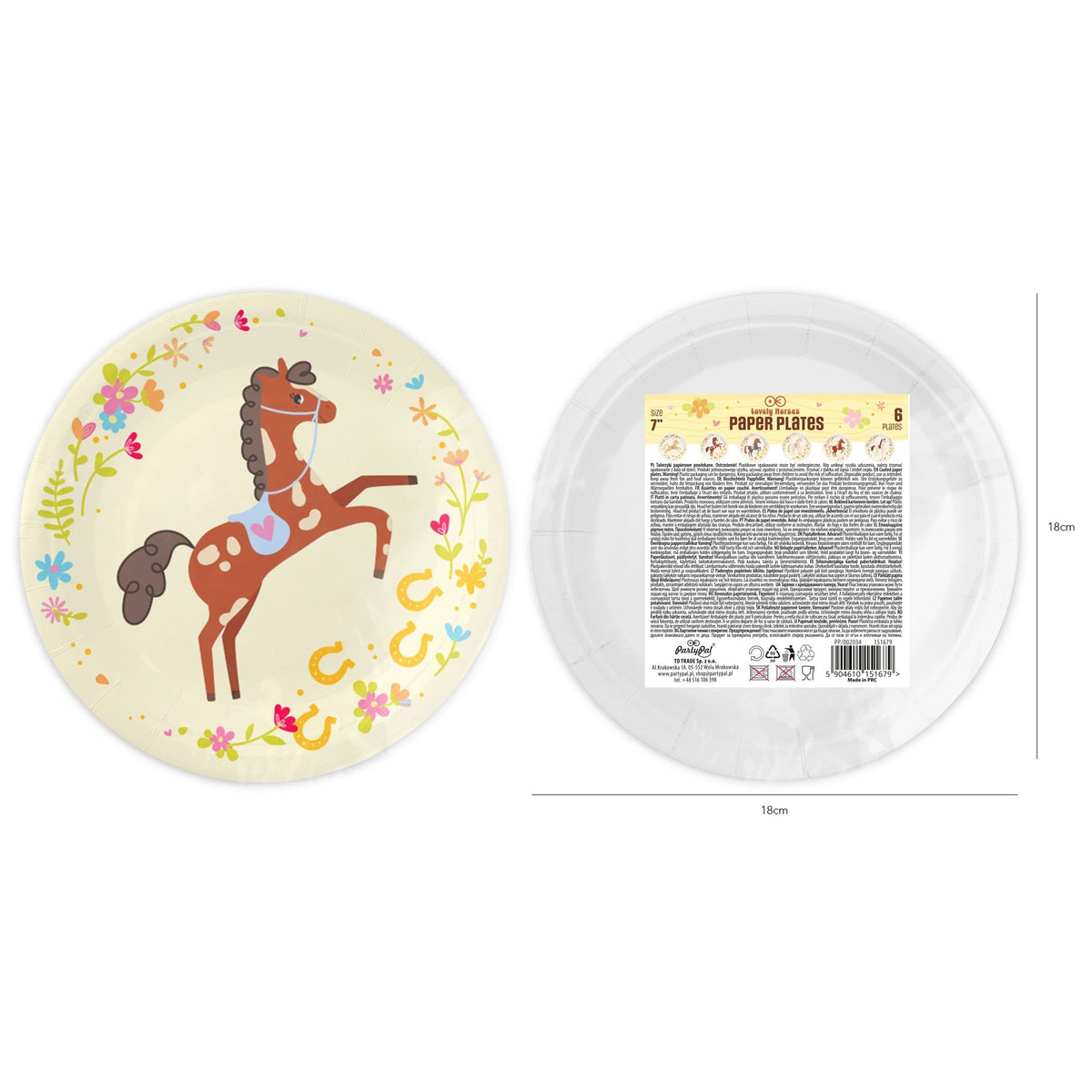Koně - Talíře papírové 17 cm 6 ks