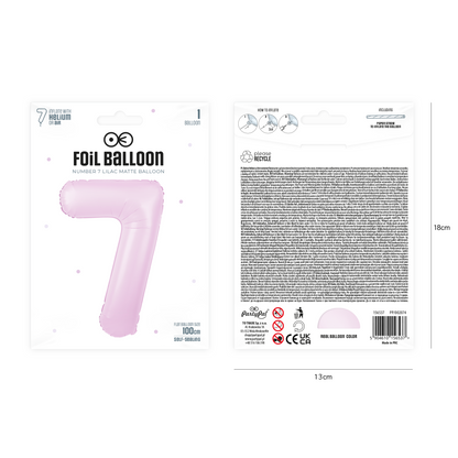 Foliový balón číslo 7 lilac matte 100 cm