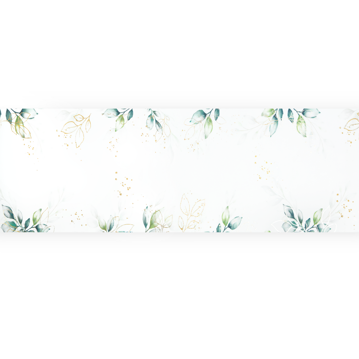 Leaf table runner with a gold floral motif, 275 x 28cm