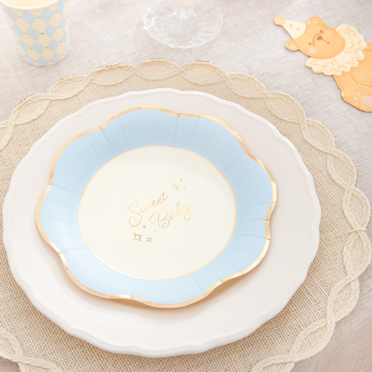 Baby blue - Talíř papírový 24 cm 6 ks