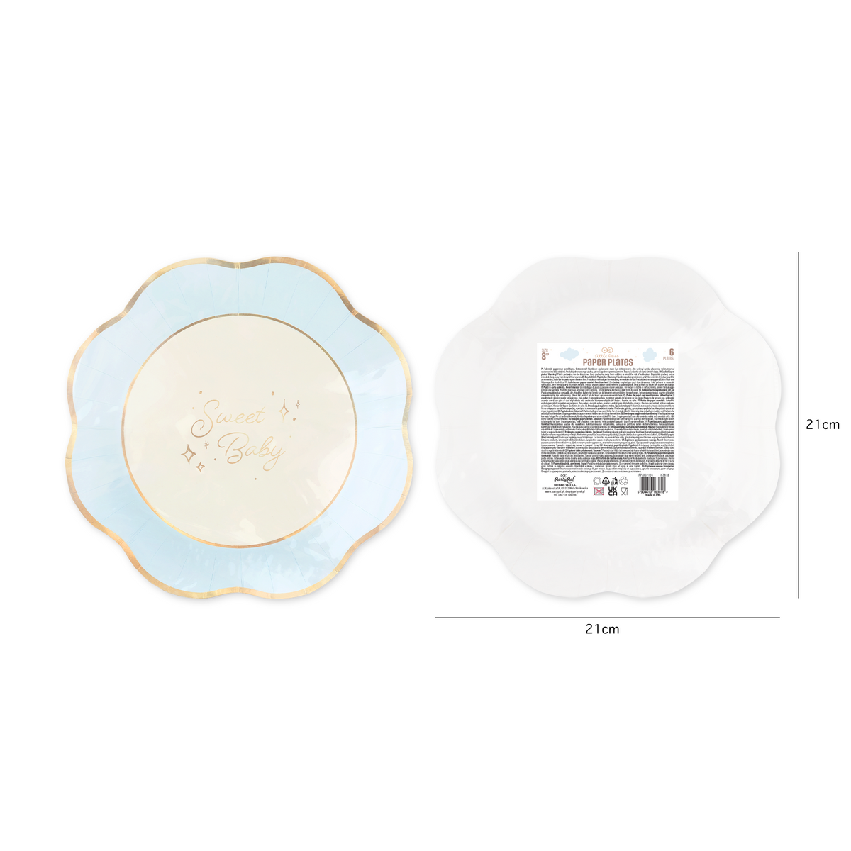 Baby blue - Talíř papírový 24 cm 6 ks