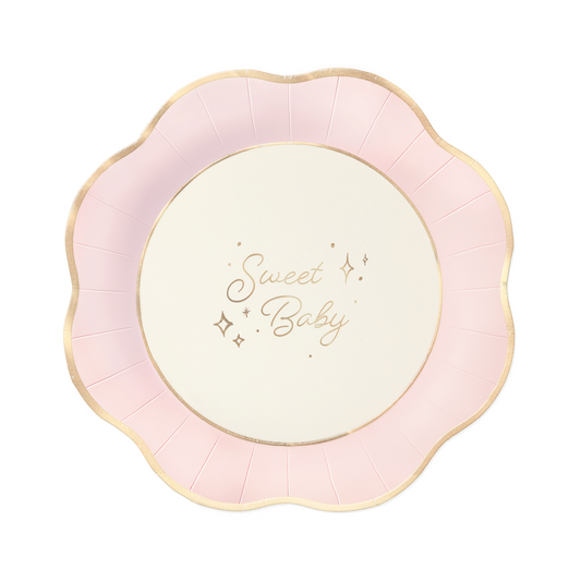 Baby pink - Talíř papírový -  24 cm 6 ks