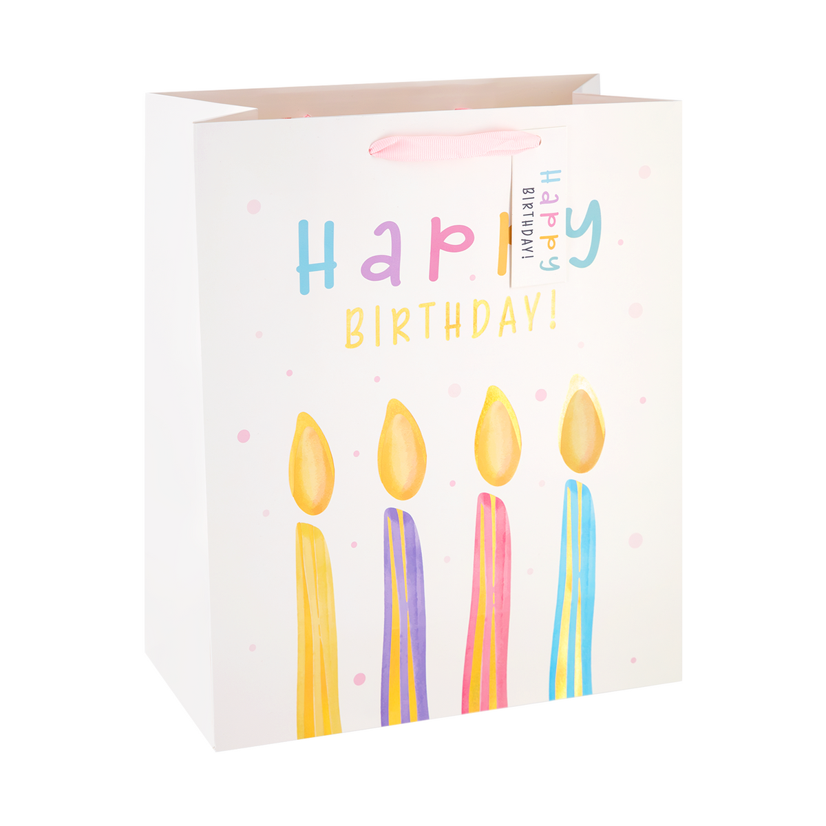 Dárkové tašky Happy Birthday bílé, střední